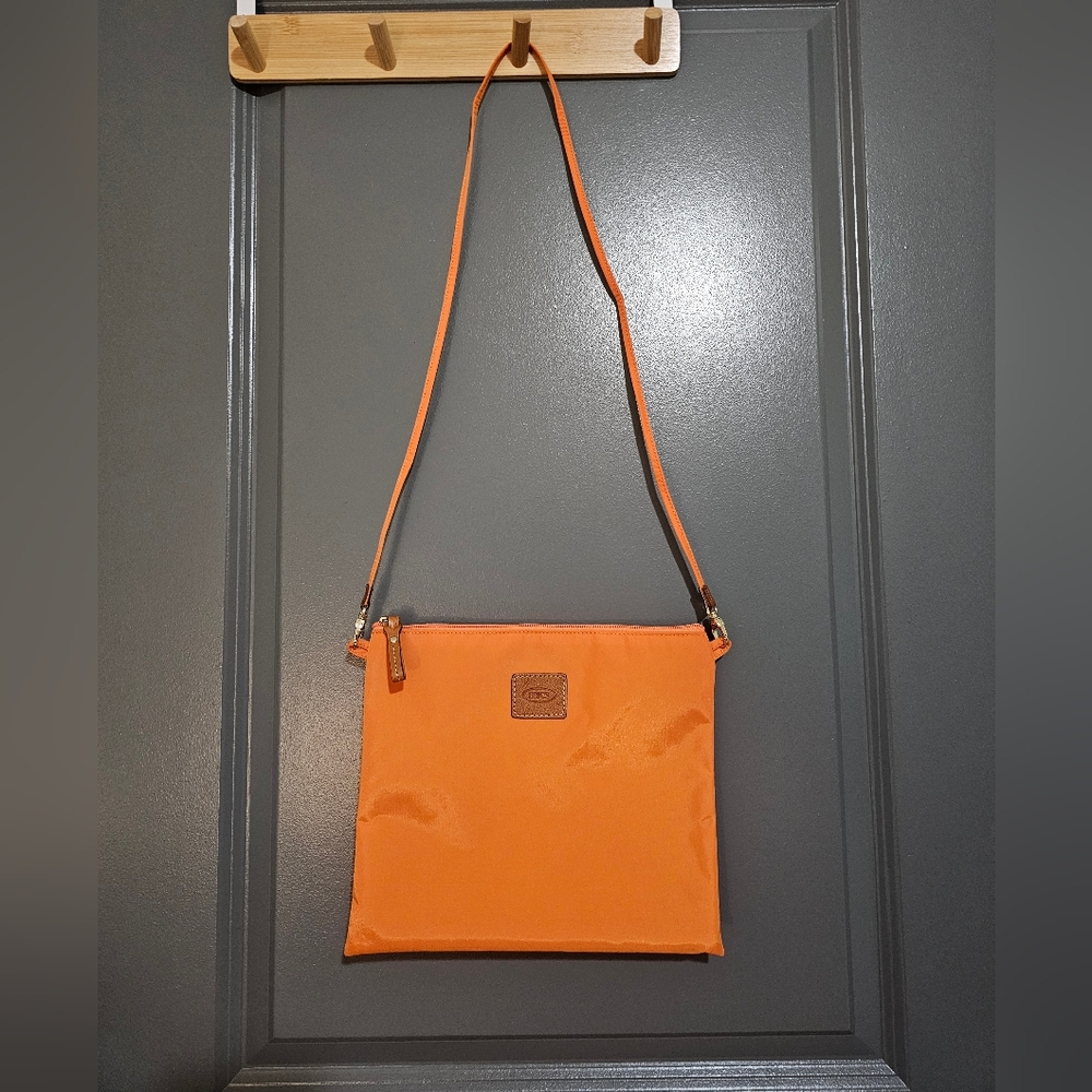 BRIC'S  Orange Slim Crossbody Nylon Tote Insert Snap Out Pouch 8x9